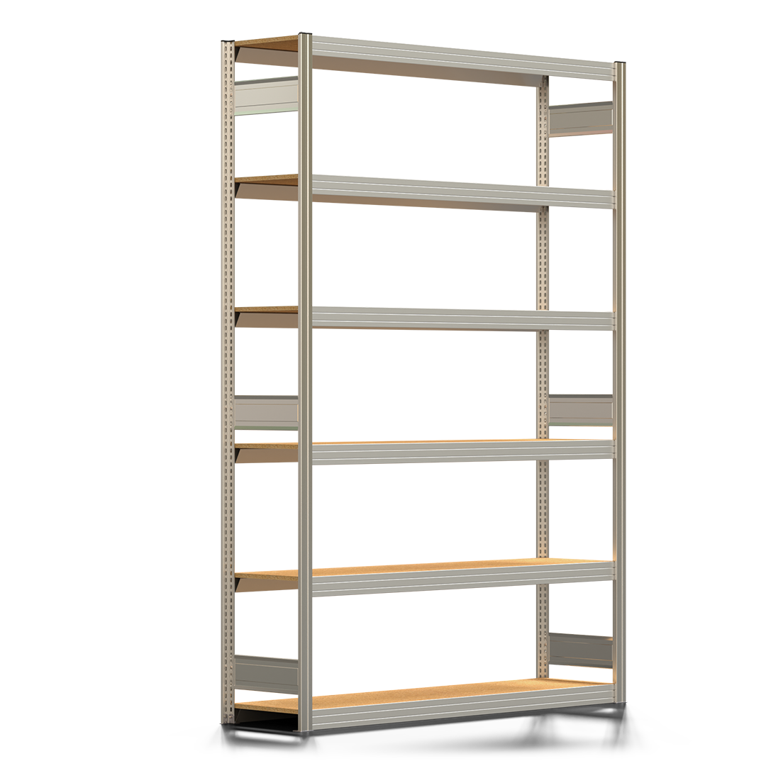 Fachbodenregal BERT - Breite: 169,5 cm - Tiefe: 40 cm - Höhe: 250 cm - 6 Böden - Grundregal