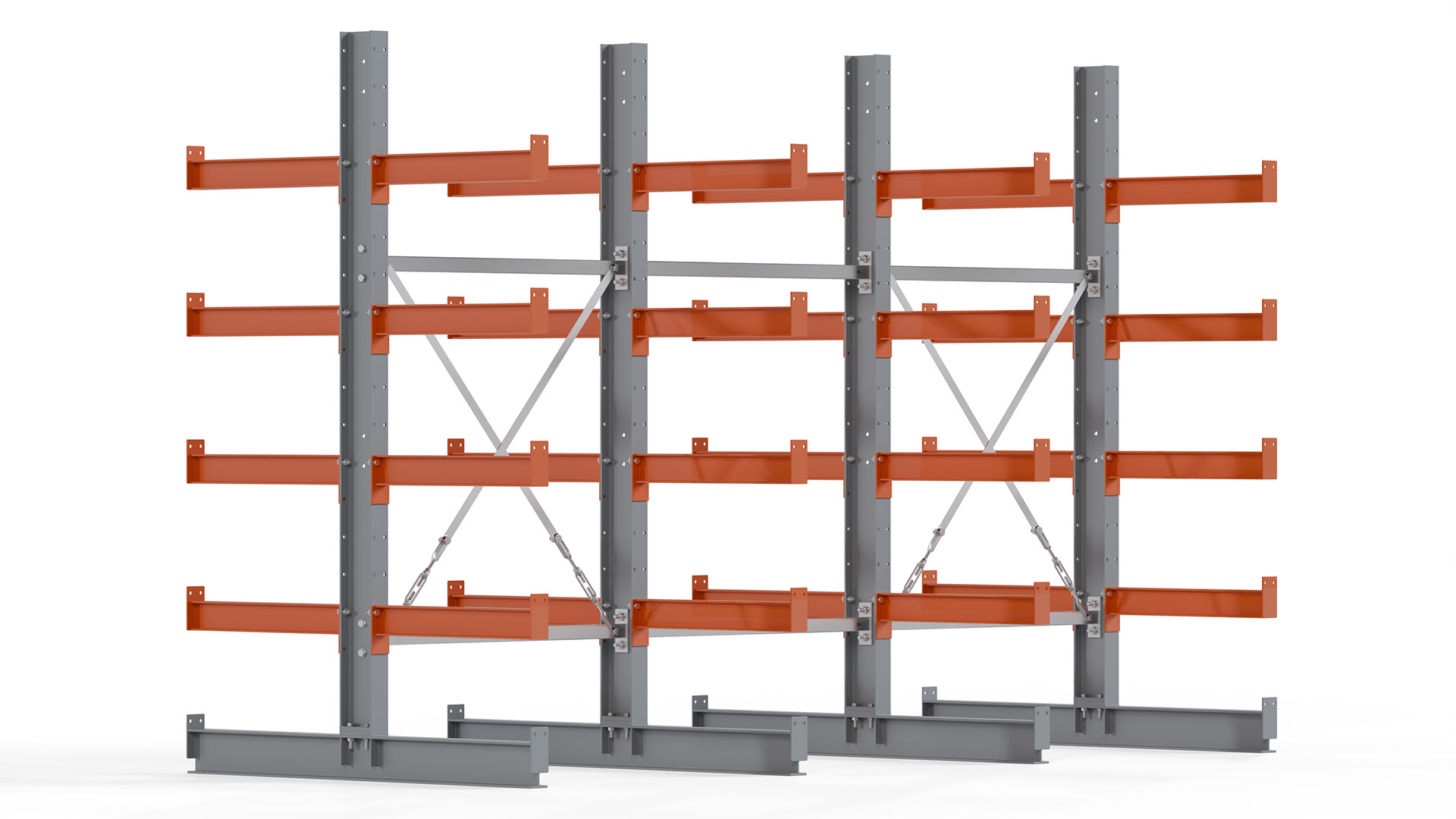 Kragarmregal KARL basic - lackiert - Breite: 300 cm - Höhe: 200 cm - Tiefe: 60 cm - Traglast je Kragarm: 740 kg - beidseitig