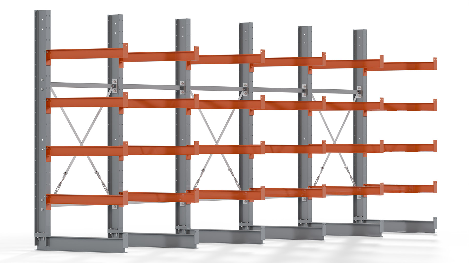 Kragarmregal KARL basic - lackiert - Breite: 500 cm - Höhe: 200 cm - Tiefe: 80 cm - Traglast je Kragarm: 550 kg - einseitig