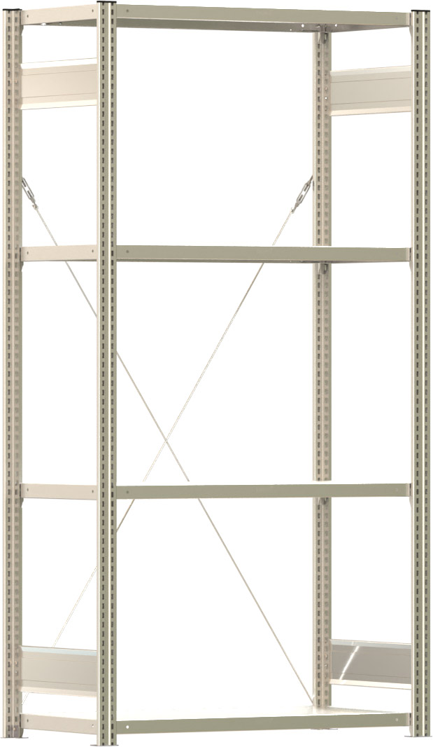 Fachbodenregal BERT - Breite: 100,5 cm - Tiefe: 50 cm - Höhe: 200 cm - 4 Böden - Grundregal