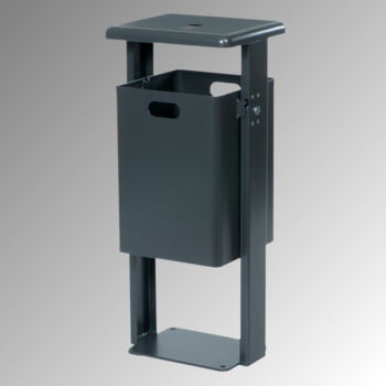 Stand-Abfallbehälter rechteckig - Vol. 40 l - mit Ascher - mit Bodenplatte - anthrazitgrau