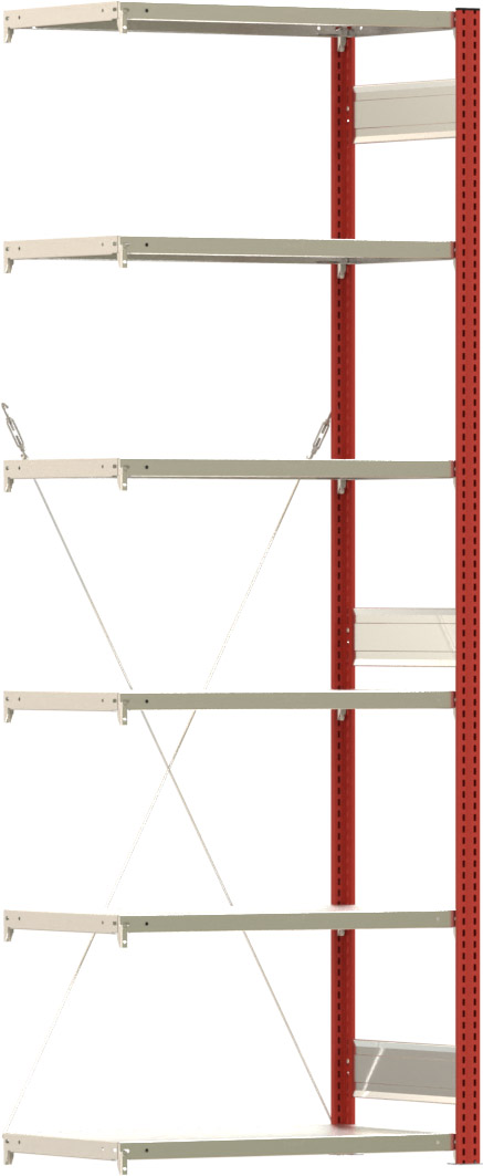 Fachbodenregal BERT - Breite: 87,5 cm - Tiefe: 50 cm - Höhe: 250 cm - 6 Böden - Anbauregal