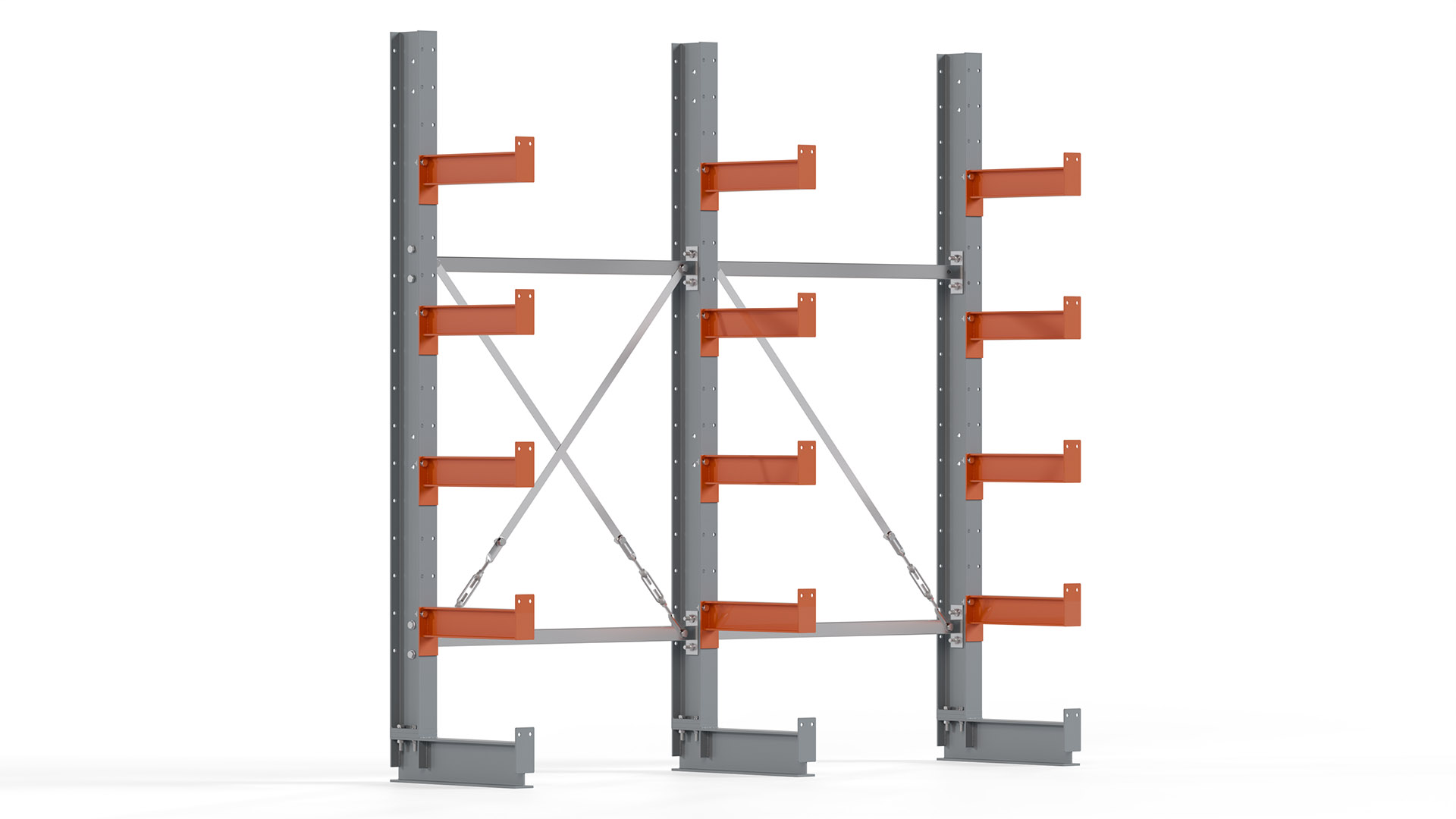 Kragarmregal KARL basic - lackiert - Breite: 200 cm - Höhe: 200 cm - Tiefe: 40 cm - Traglast je Kragarm: 1100 kg - einseitig