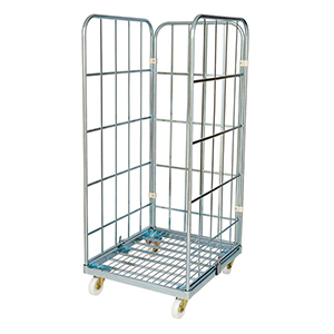 Rollbox, 3-seitig, Nutzhöhe 1460 mm, BxTxH 810x720x1640 mm, Bodenplatte aus Stahl, verzinkt