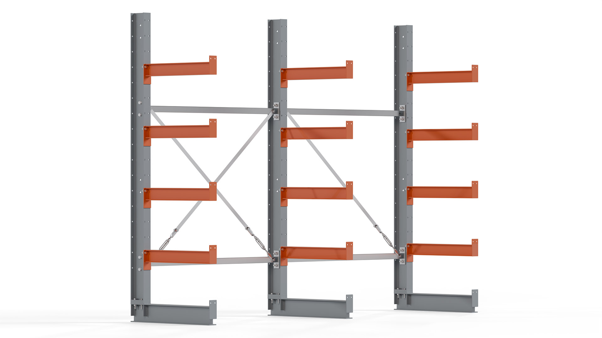 Kragarmregal KARL basic - lackiert - Breite: 256 cm - Höhe: 200 cm - Tiefe: 60 cm - Traglast je Kragarm: 730 kg - einseitig