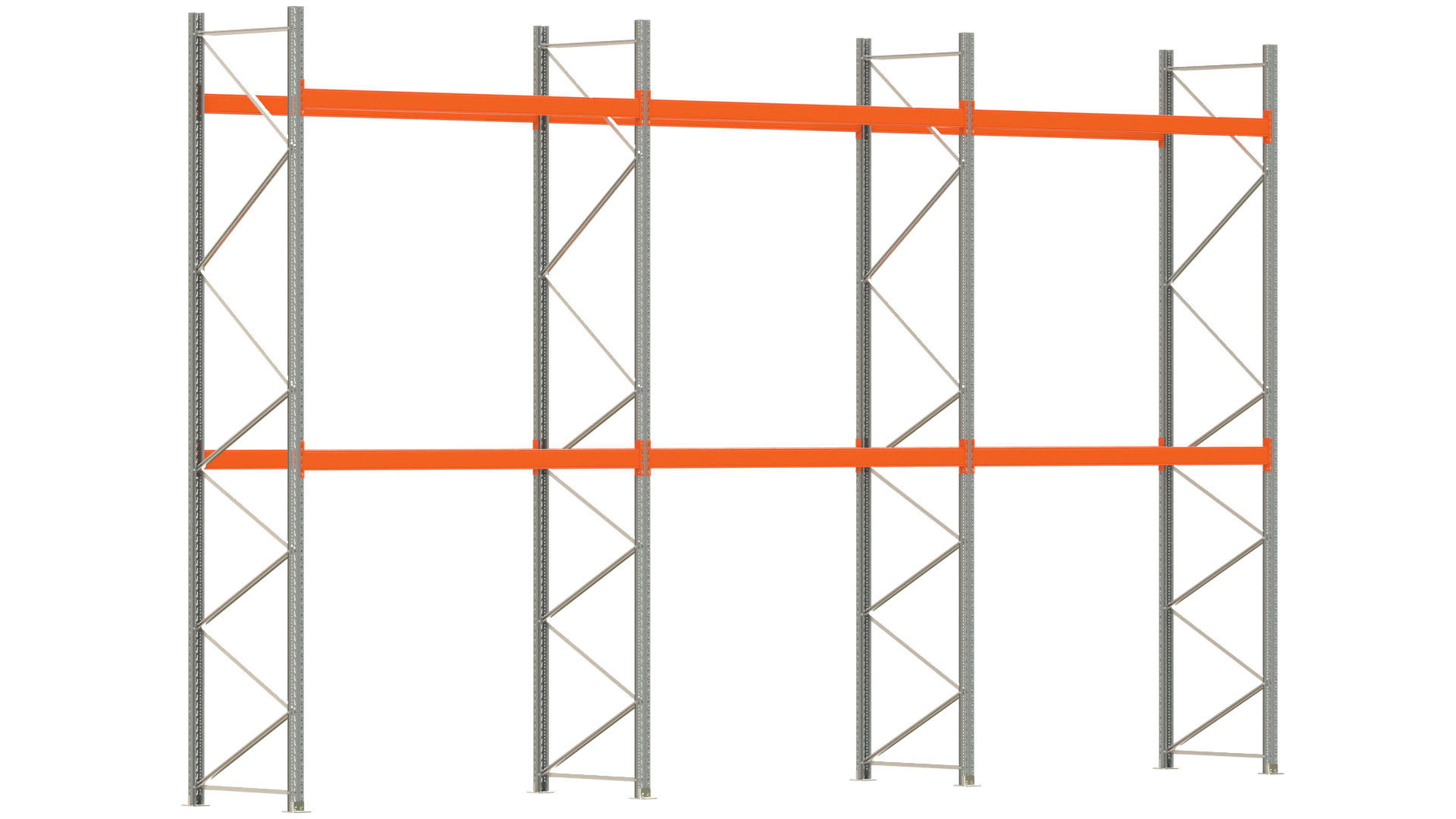 Palettenregal ARTUS - Breite 844 cm - Höhe 500 cm - Tiefe 110 cm - Fachlast 3000 kg - 27 Palettenstellplätze