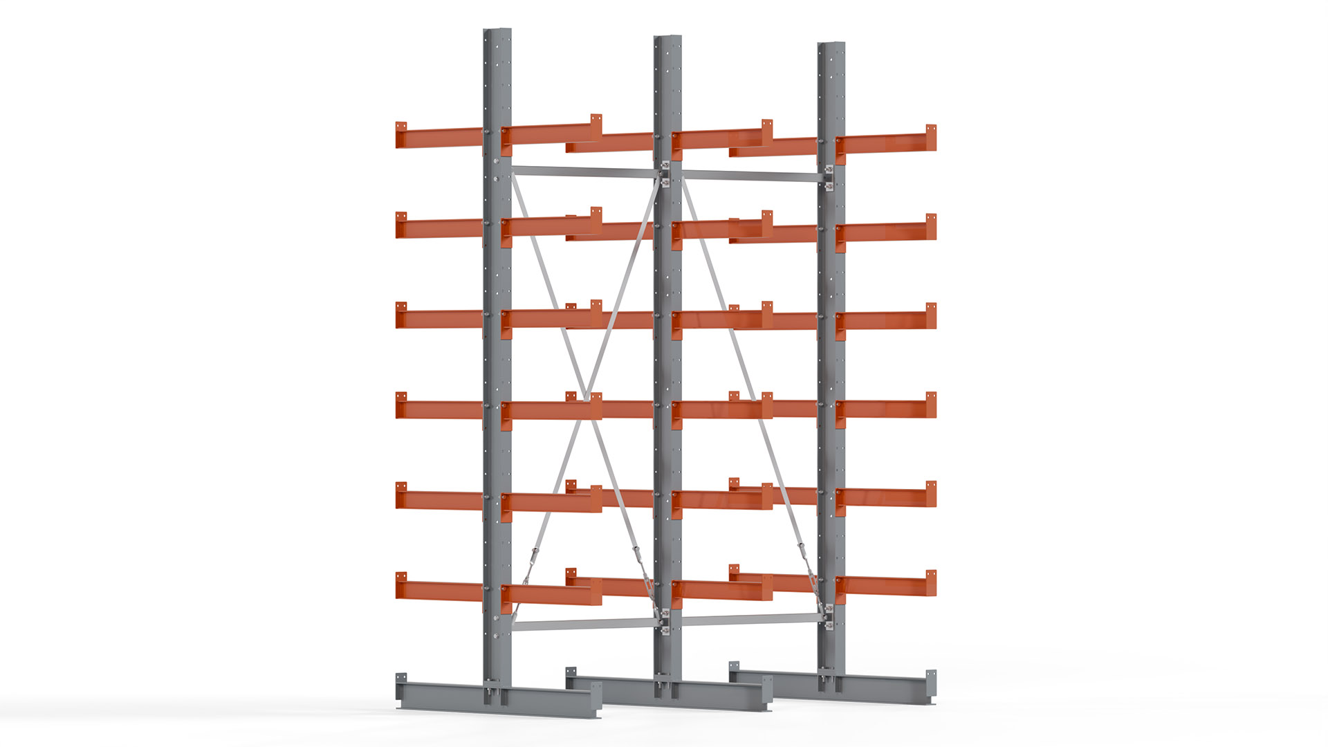Kragarmregal KARL basic - lackiert - Breite: 200 cm - Höhe: 300 cm - Tiefe: 60 cm - Traglast je Kragarm: 740 kg - beidseitig