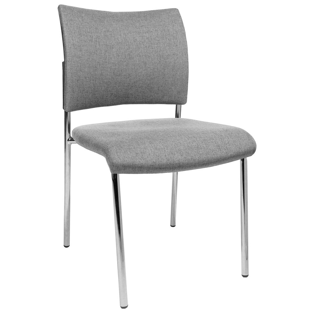 Besucherstuhl, Stapelstuhl, Sitz-BxTxH 480x450x430 mm, Gesamthöhe 830 mm, 4-Fuß-Gestell verchromt, Sitz- + Rückenpolster hellgrau, VE 2 Stück