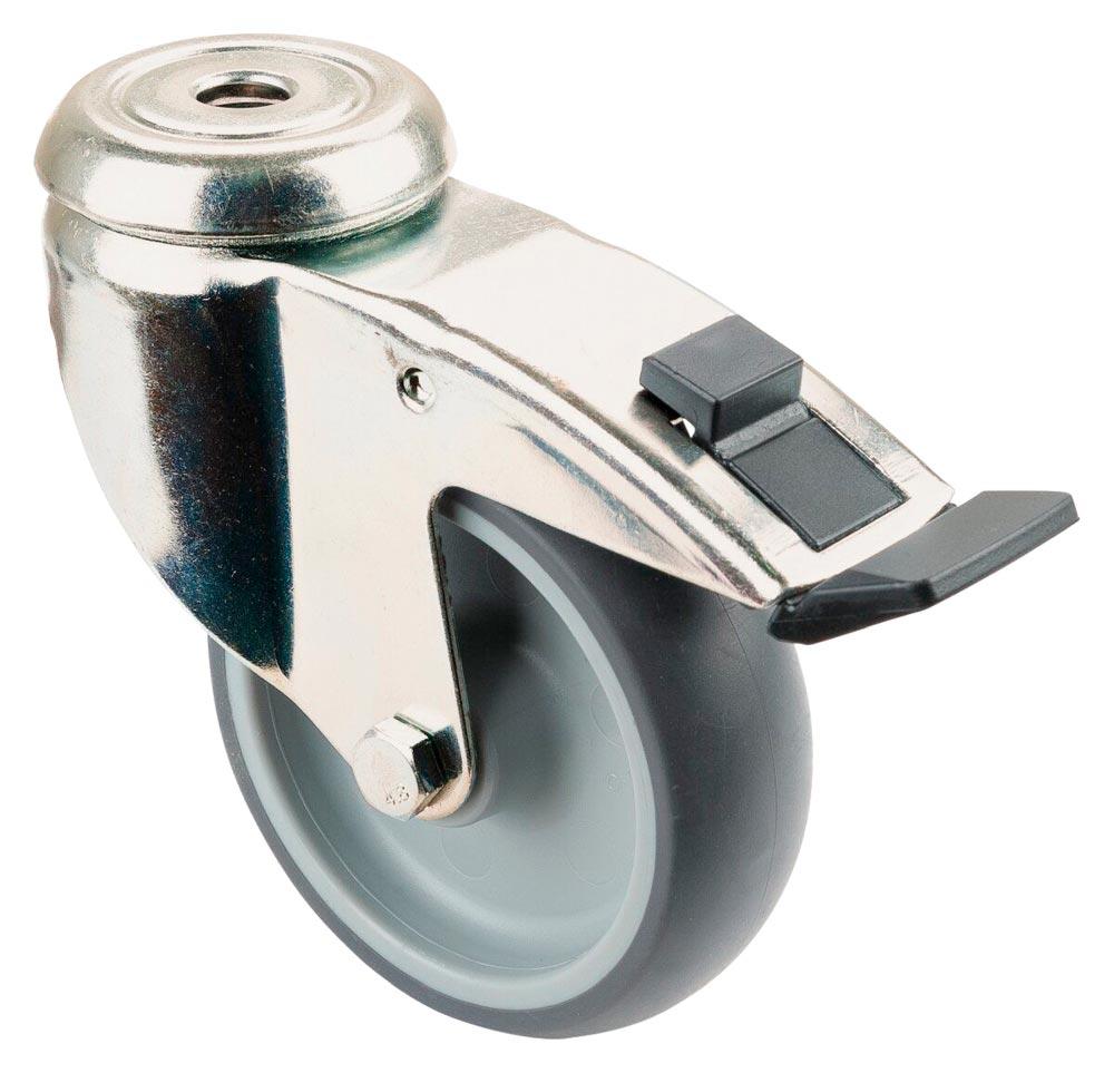 Edelstahl-Apparate-Lenkrolle m. Festst.