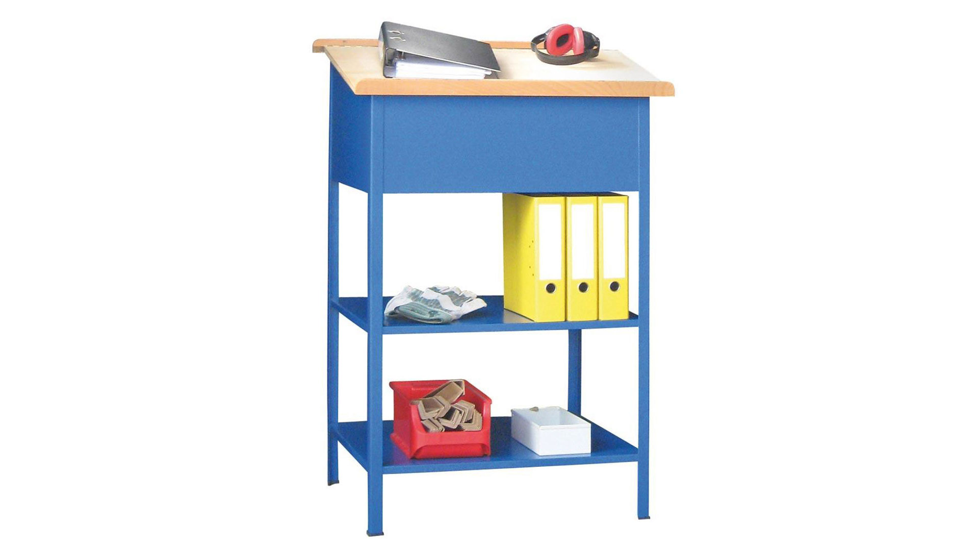 Stehpult - Pultaufsatz - 2 Böden - 1.200 x 700 x 600 mm (HxBxT) - enzianblau