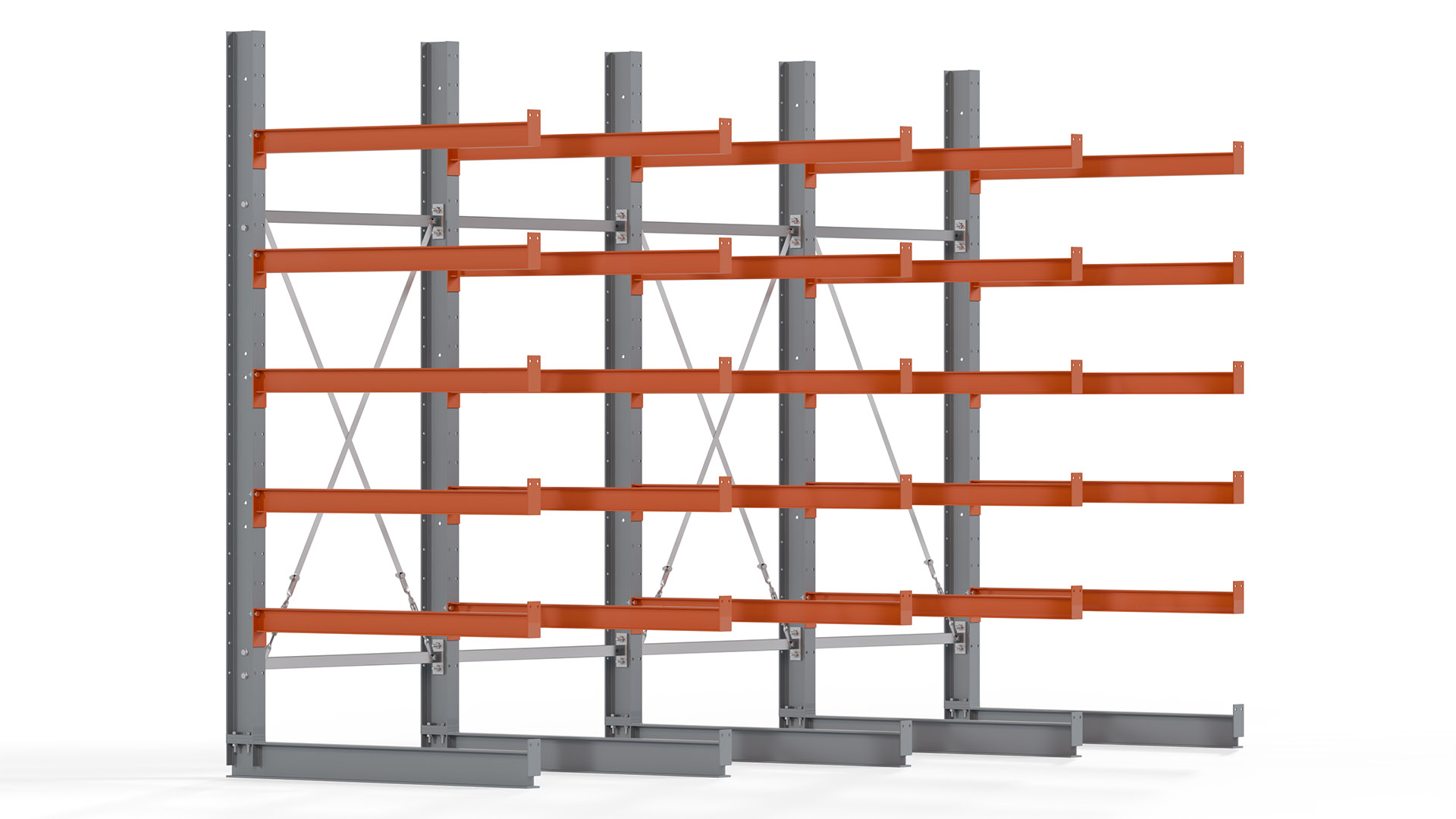 Kragarmregal KARL basic - lackiert - Breite: 400 cm - Höhe: 250 cm - Tiefe: 120 cm - Traglast je Kragarm: 370 kg - einseitig