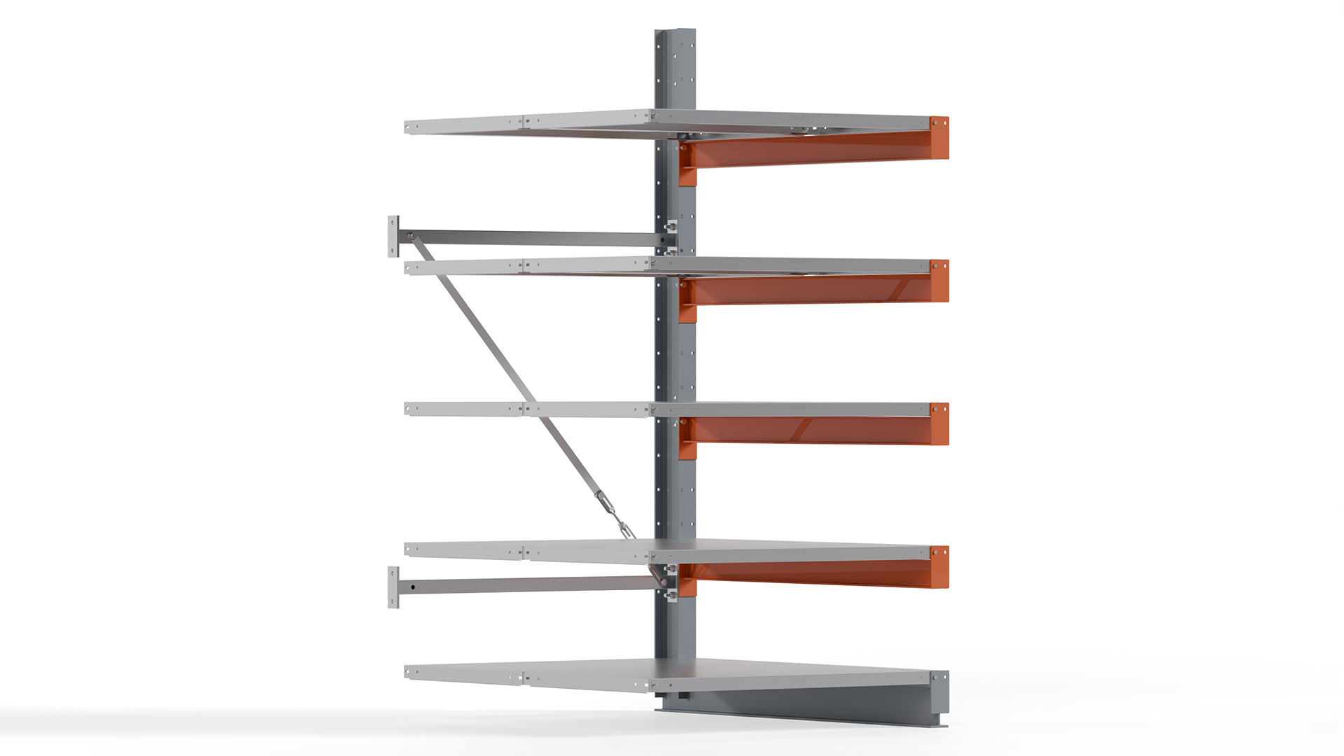 Kragarmregal KARL basic - Anbaufeld - Breite: 100 cm - Höhe: 200 cm - Tiefe: 132 cm - Traglast je Arm: 370 kg - einseitig