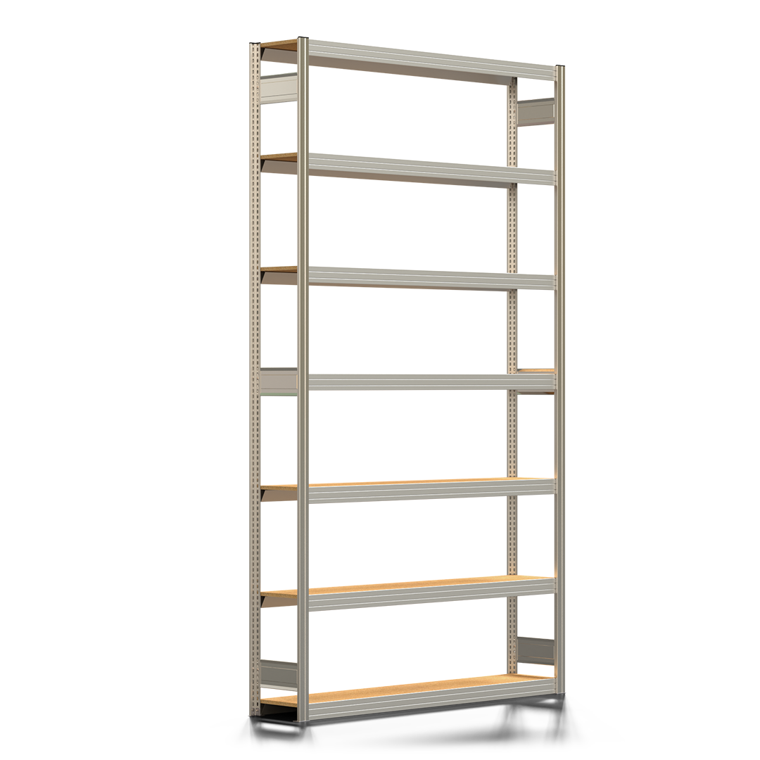 Fachbodenregal BERT - Breite: 169,5 cm - Tiefe: 30 cm - Höhe: 300 cm - 7 Böden - Grundregal