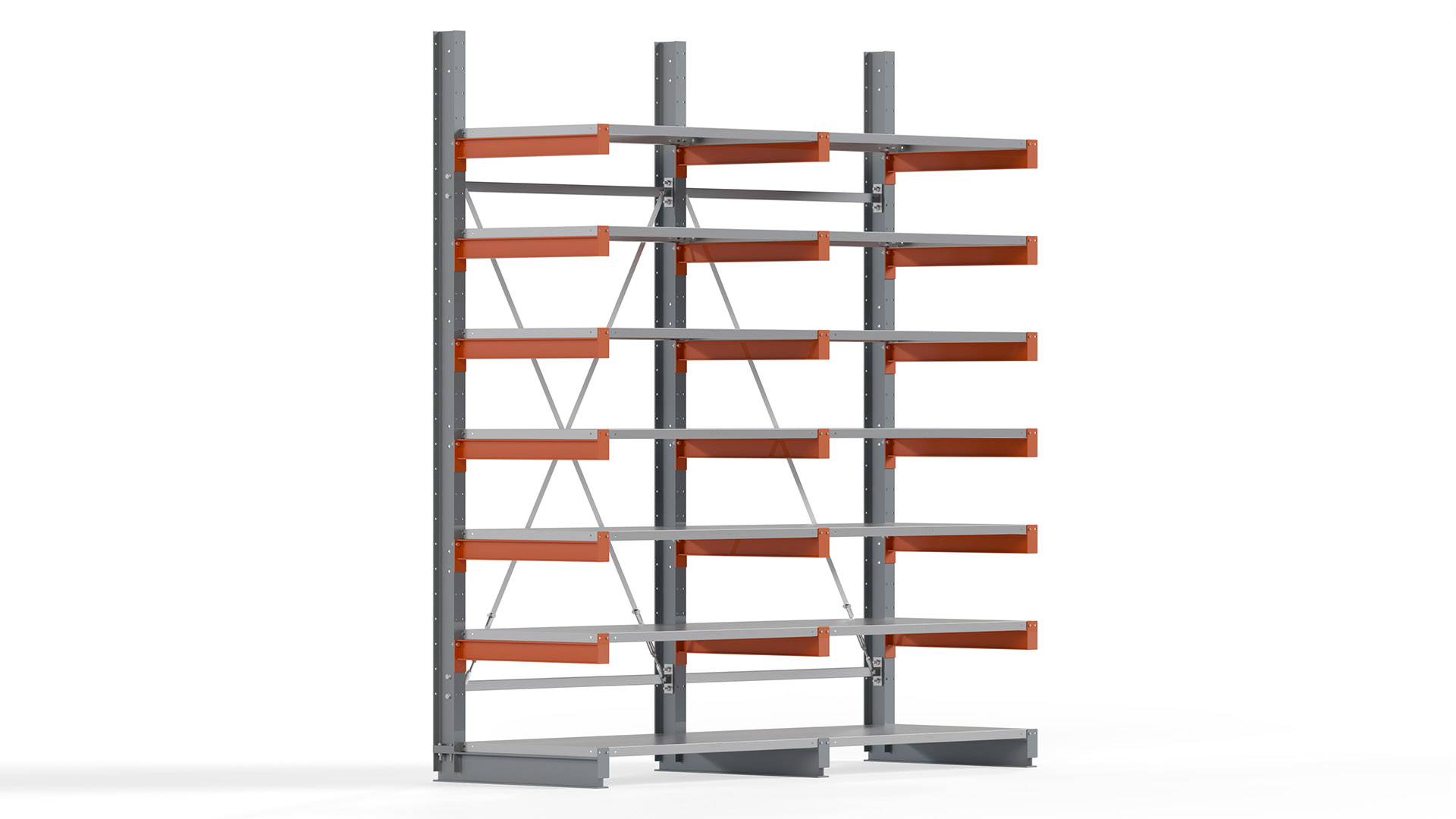 Kragarmregal KARL basic - lackiert - Breite: 256 cm - Höhe: 300 cm - Tiefe: 80 cm - Traglast je Kragarm: 550 kg - einseitig