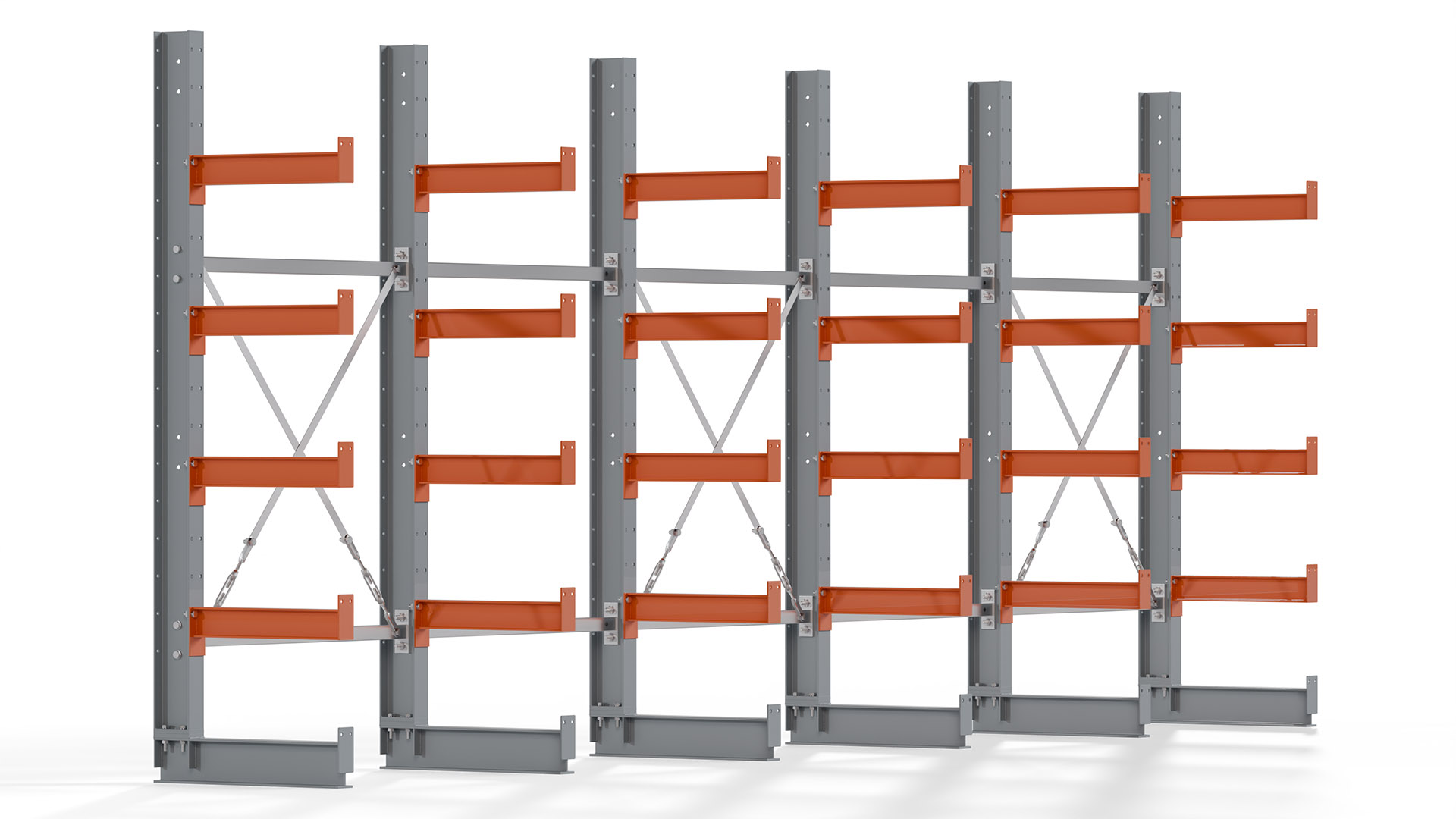 Kragarmregal KARL basic - lackiert - Breite: 500 cm - Höhe: 200 cm - Tiefe: 50 cm - Traglast je Kragarm: 870 kg - einseitig