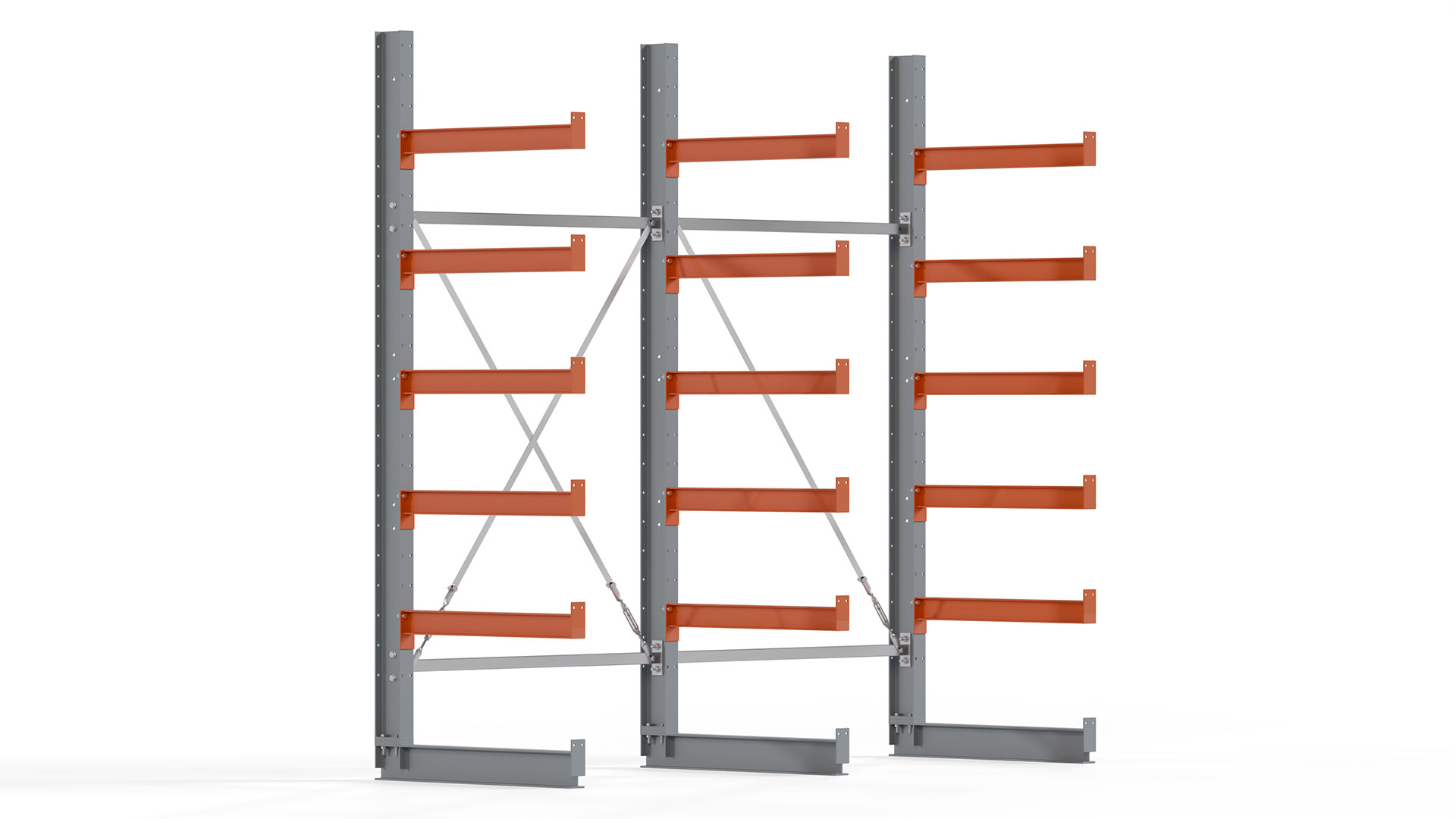 Kragarmregal KARL basic - lackiert - Breite: 256 cm - Höhe: 250 cm - Tiefe: 80 cm - Traglast je Kragarm: 550 kg - einseitig