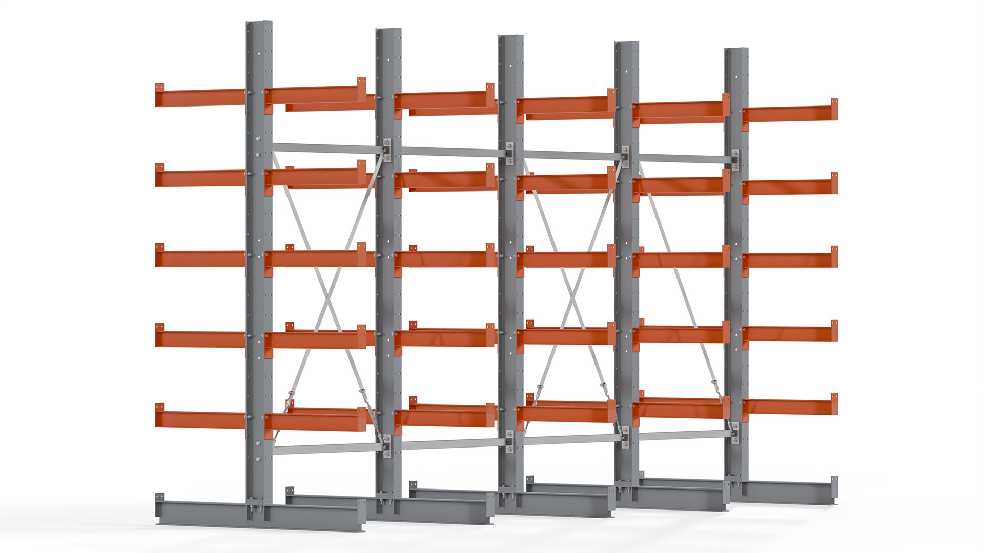 Kragarmregal KARL basic - lackiert - Breite: 400 cm - Höhe: 250 cm - Tiefe: 60 cm - Traglast je Kragarm: 730 kg - beidseitig