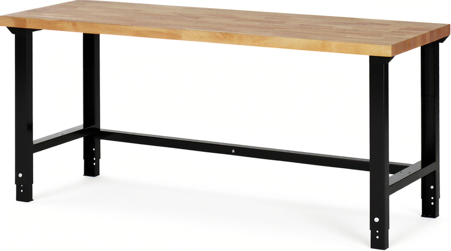 Werkbank Modell 7000 schwarz, BxTxH 2000x700x790-1140 mm,  Buche-Massiv Arbeitsplatte 40 mm