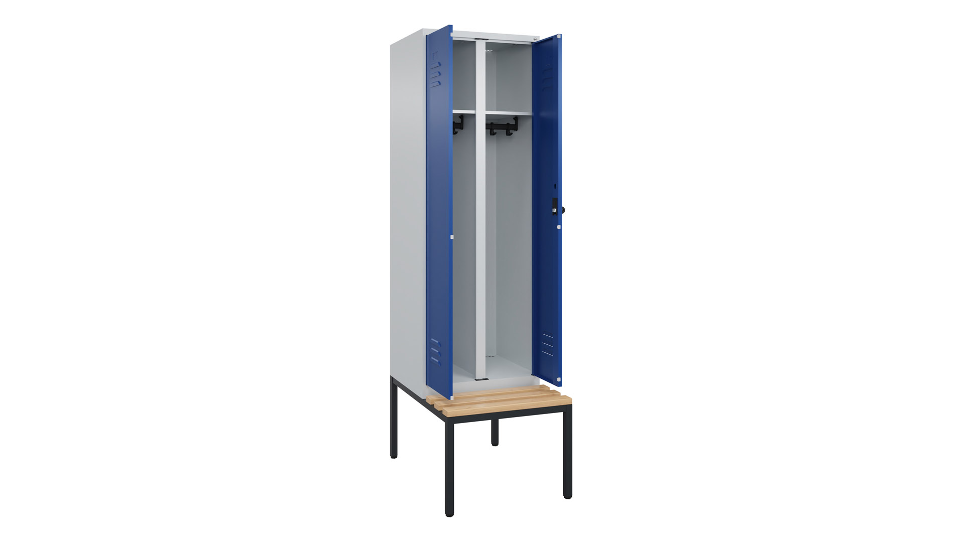 Spind - Garderobenschrank, Breite 60 cm, Höhe 212 cm, Tiefe 50 cm, 2 Abteile