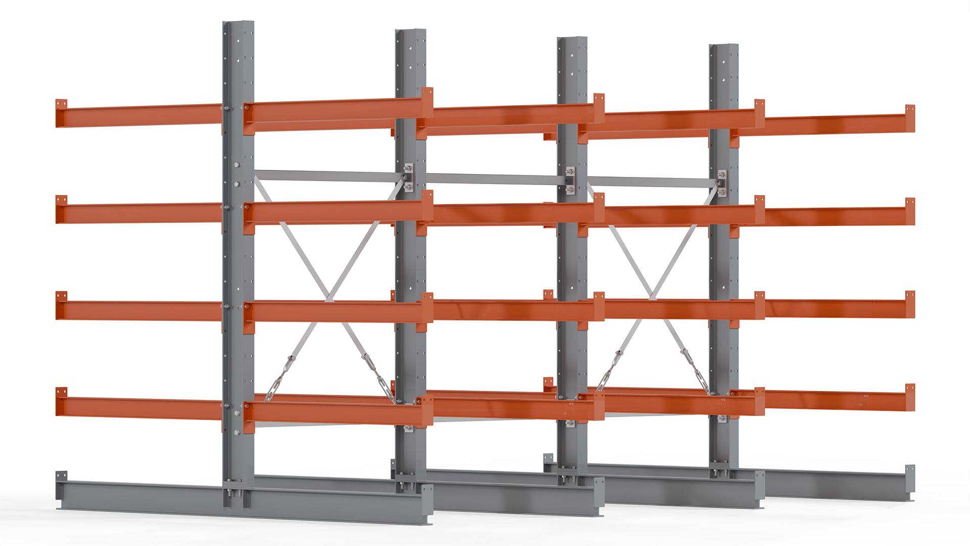 Kragarmregal KARL basic - lackiert - Breite: 300 cm - Höhe: 200 cm - Tiefe: 100 cm - Traglast je Kragarm: 450 kg - beidseitig