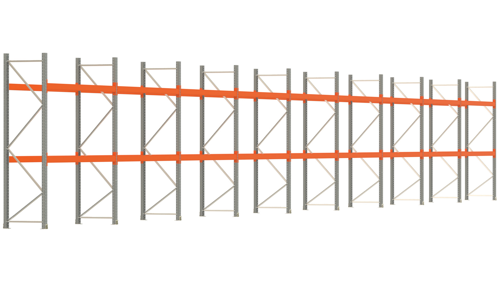 Palettenregal ARTUS - Breite 2515 cm - Höhe 300 cm - Tiefe 80 cm - Fachlast 2000 kg - 54 Palettenstellplätze