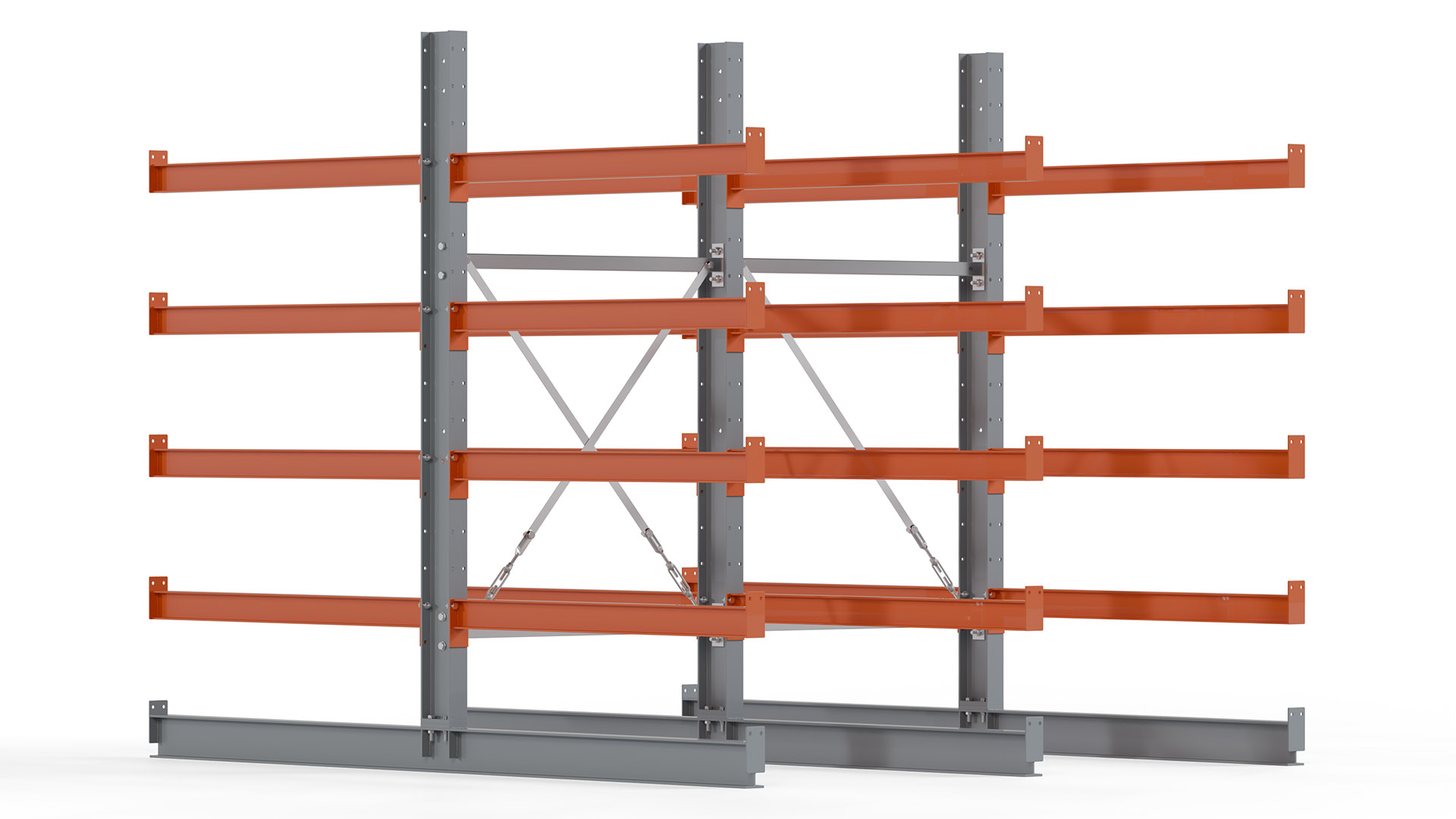 Kragarmregal KARL basic - lackiert - Breite: 200 cm - Höhe: 200 cm - Tiefe: 120 cm - Traglast je Kragarm: 370 kg - beidseitig