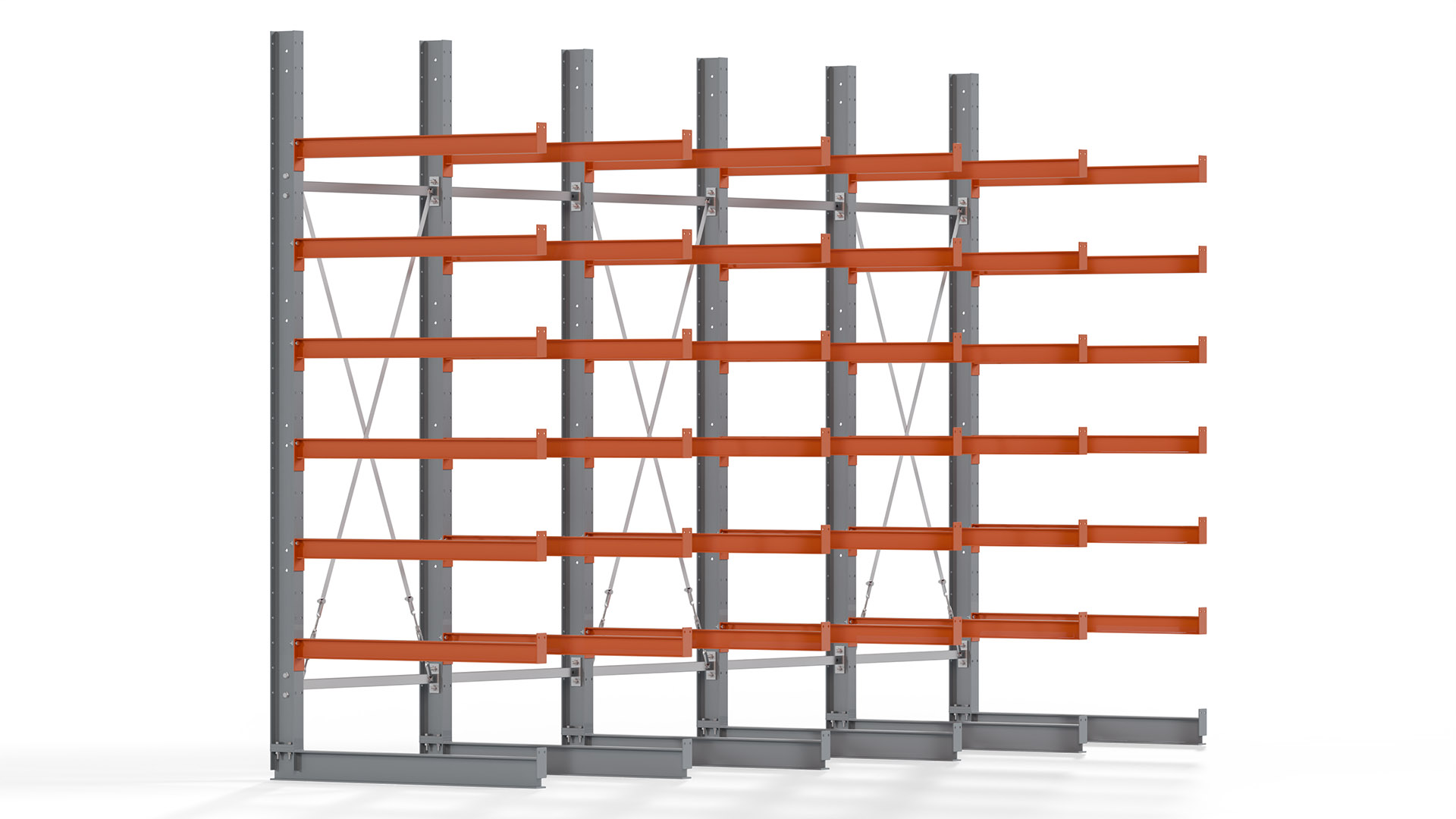 Kragarmregal KARL basic - lackiert - Breite: 500 cm - Höhe: 300 cm - Tiefe: 120 cm - Traglast je Kragarm: 370 kg - einseitig