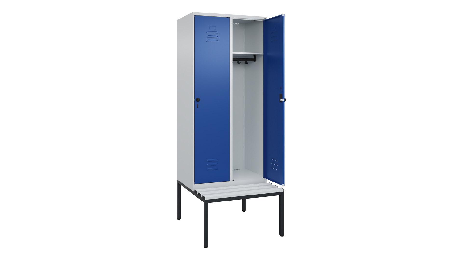 Spind - Garderobenschrank, Breite 80 cm, Höhe 212 cm, Tiefe 50 cm, 2 Abteile