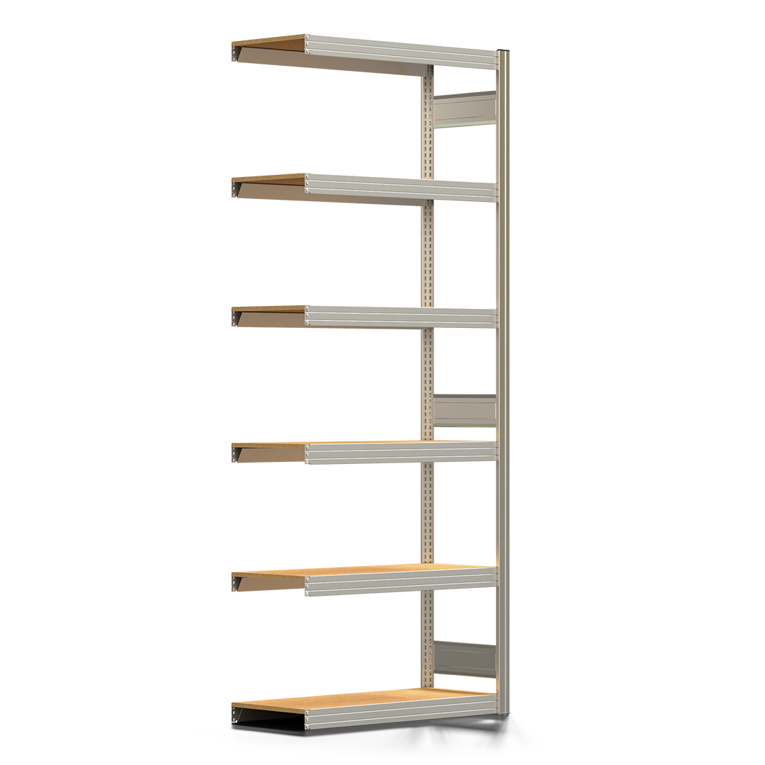 Fachbodenregal BERT - Breite: 100,5 cm - Tiefe: 40 cm - Höhe: 250 cm - 6 Böden - Anbauregal
