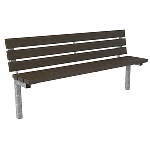 Parkbank aus Stahl/Bambus - Breite: 177 cm - Farbe: verzinkt/Bambus dunkel