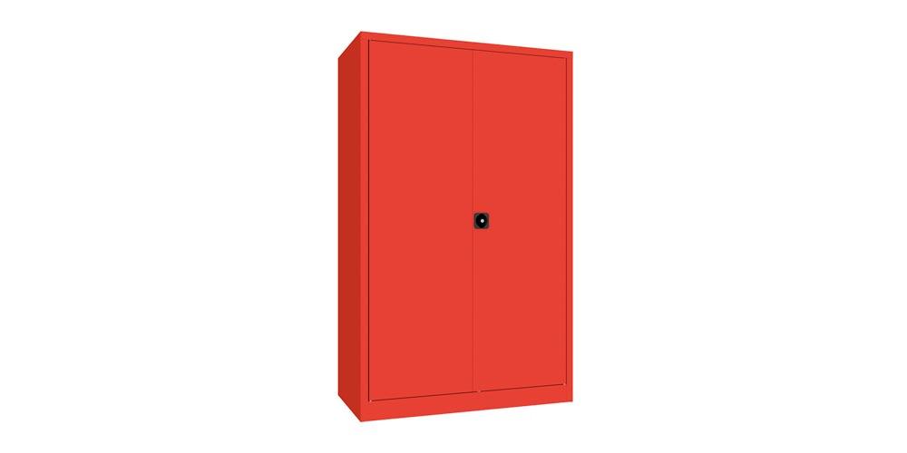 Flügeltürenschrank - Vollblechtüren - 1.950x1.200x600 mm (HxBxT) - 4 Einlegeböden verzinkt - Zylinderschloss - feuerrot