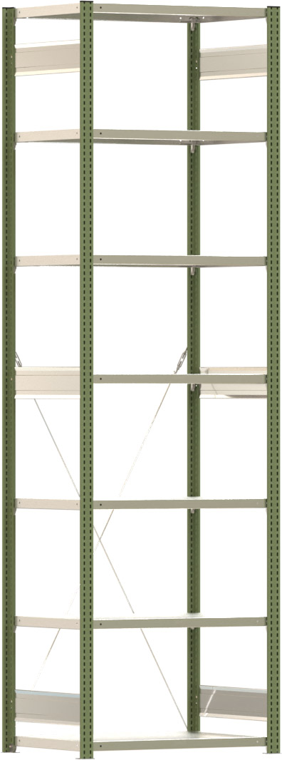 Fachbodenregal BERT - Breite: 87,5 cm - Tiefe: 60 cm - Höhe: 300 cm - 7 Böden - Grundregal
