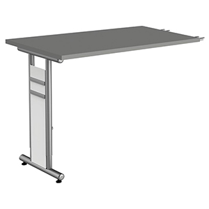 Anbau-Schreibtisch, BxTxH 1000x600x680-820 mm, C-Fuß-Gestell alusilber, Platte graphit, inkl. Kabelkanal