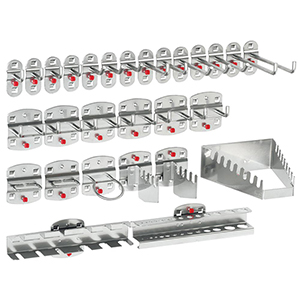 Hakensystem 28-teilig, ähnlich. RAL 9006 aluminium