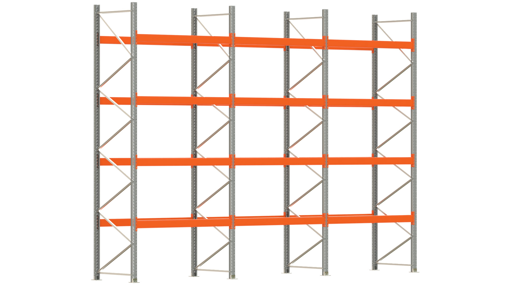 Palettenregal ARTUS - Breite 604 cm - Höhe 450 cm - Tiefe 110 cm - Fachlast 2000 kg - 30 Palettenstellplätze