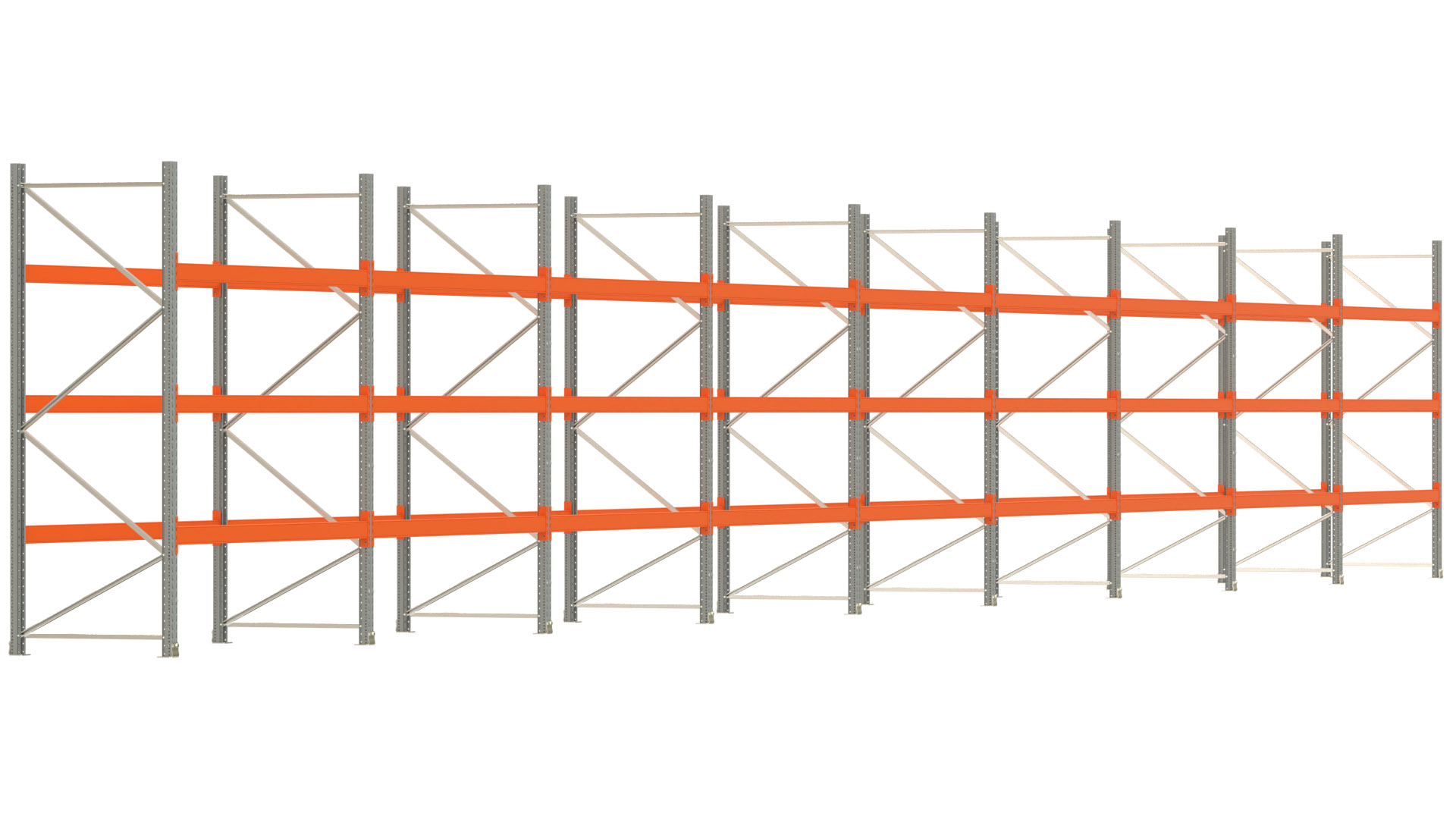 Palettenregal ARTUS - Breite 2515 cm - Höhe 300 cm - Tiefe 110 cm - Fachlast 2000 kg - 108 Palettenstellplätze