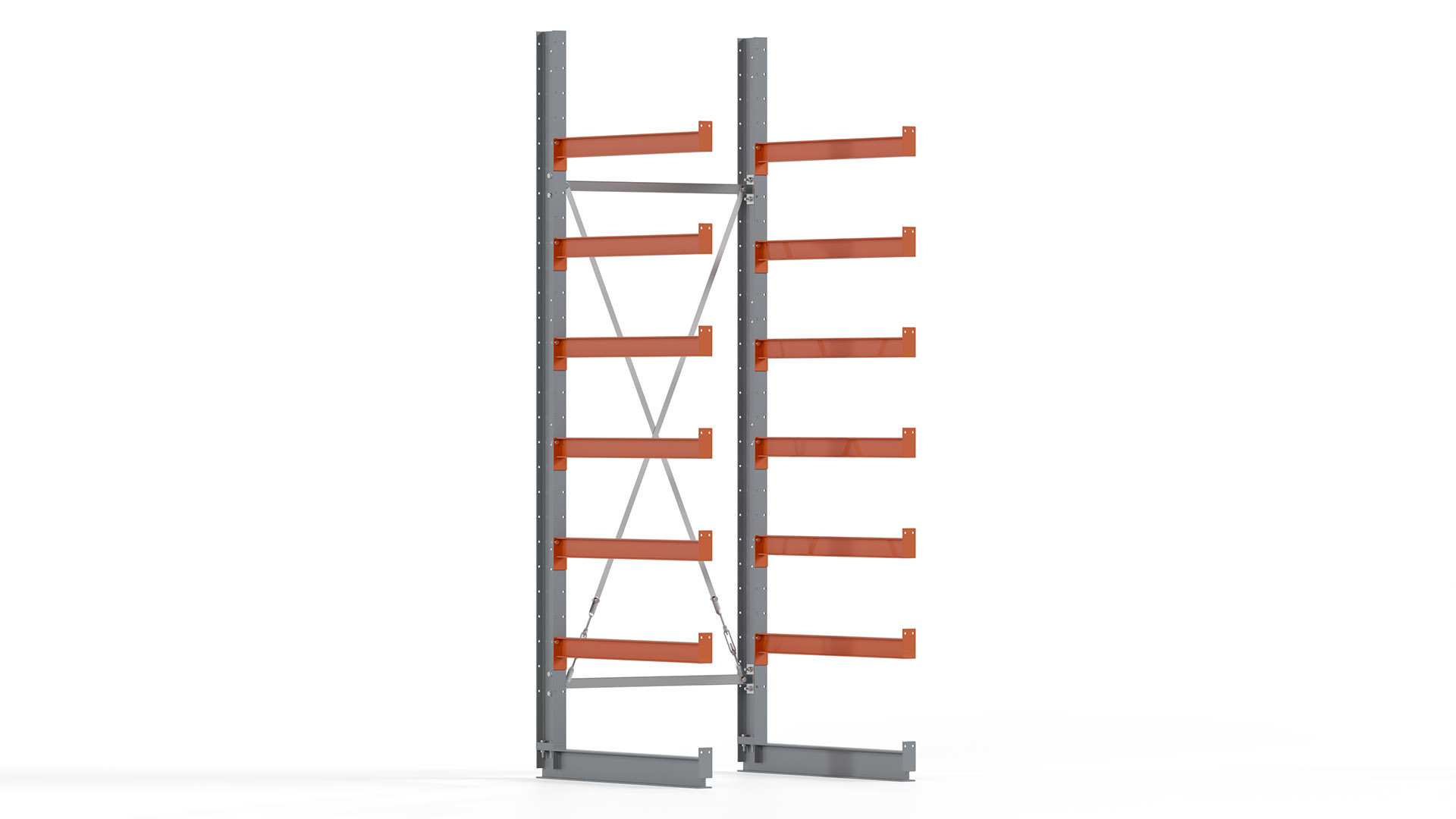 Kragarmregal KARL basic - lackiert - Breite: 100 cm - Höhe: 300 cm - Tiefe: 100 cm - Traglast je Kragarm: 450 kg - einseitig