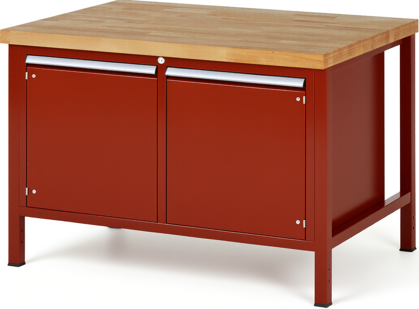 Werkbank Modell 8465 rot, BxTxH 1250x900x840 mm,  Buche-Massiv Arbeitsplatte 40 mm