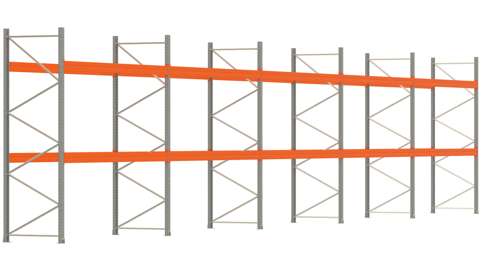 Palettenregal ARTUS - Breite 1851 cm - Höhe 350 cm - Tiefe 110 cm - Fachlast 3700 kg - 60 Palettenstellplätze