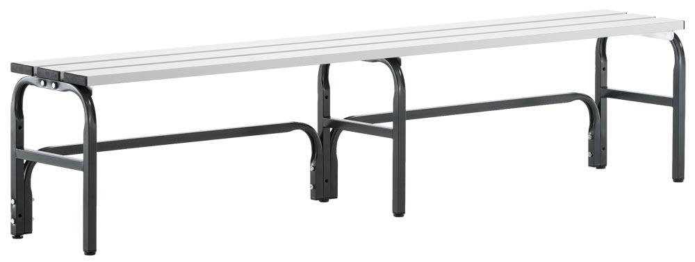 Garderobenbank mit Aluleisten, Breite 150 cm, Höhe 45 cm, Tiefe 35 cm
