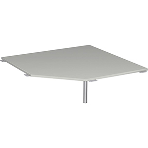 Verkettungsplatte, 5eckig 90 Grad, BxTxH 1225x1225x680-820 mm, höhenverstellbar, Platte lichtgrau, Stützfuß silber, inkl. Montagesatz
