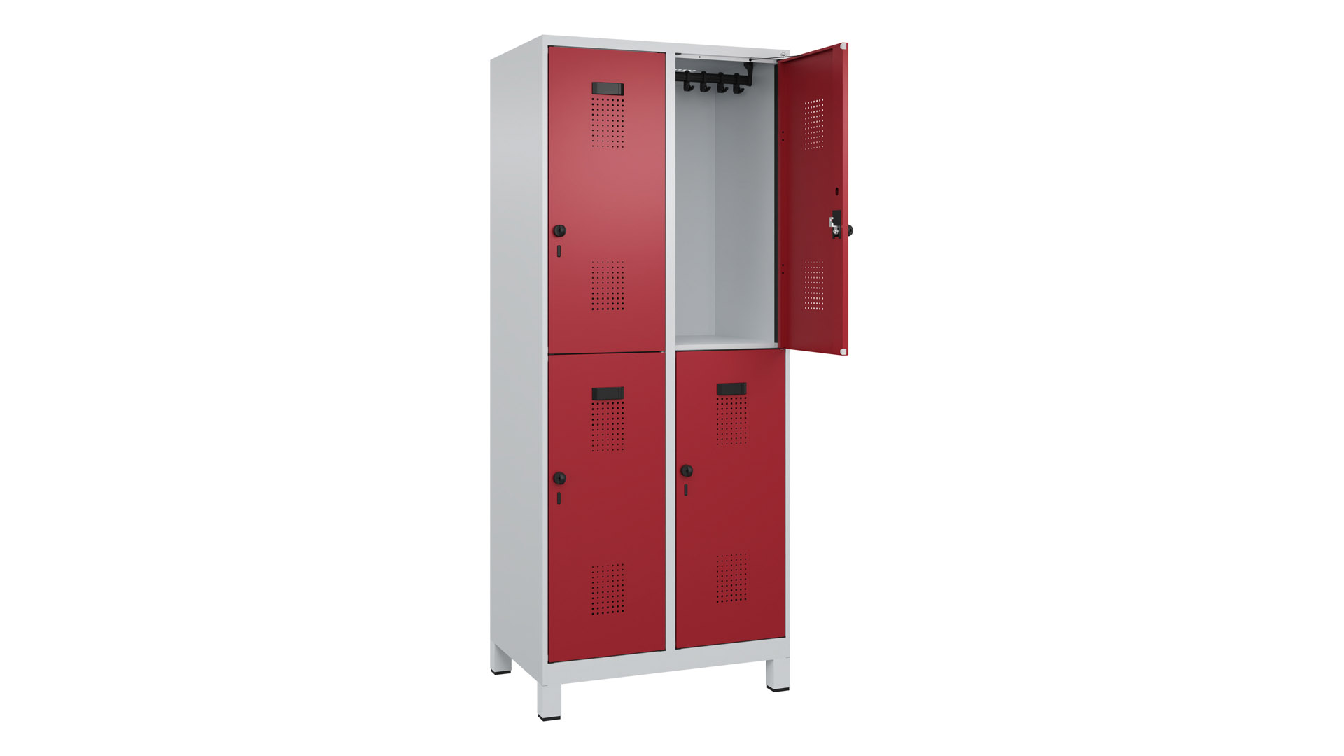 Garderobenspind doppelstöckig, Breite 80 cm, Höhe 195 cm, Tiefe 50 cm, 4 Fächer