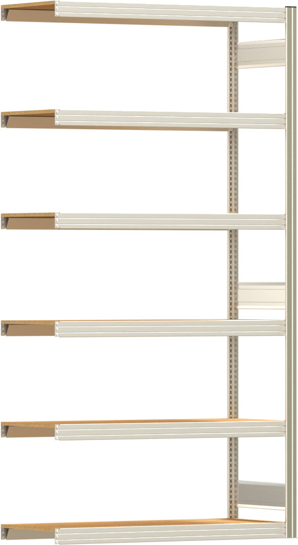 Fachbodenregal BERT - Breite: 128,5 cm - Tiefe: 50 cm - Höhe: 250 cm - 6 Böden - Anbauregal