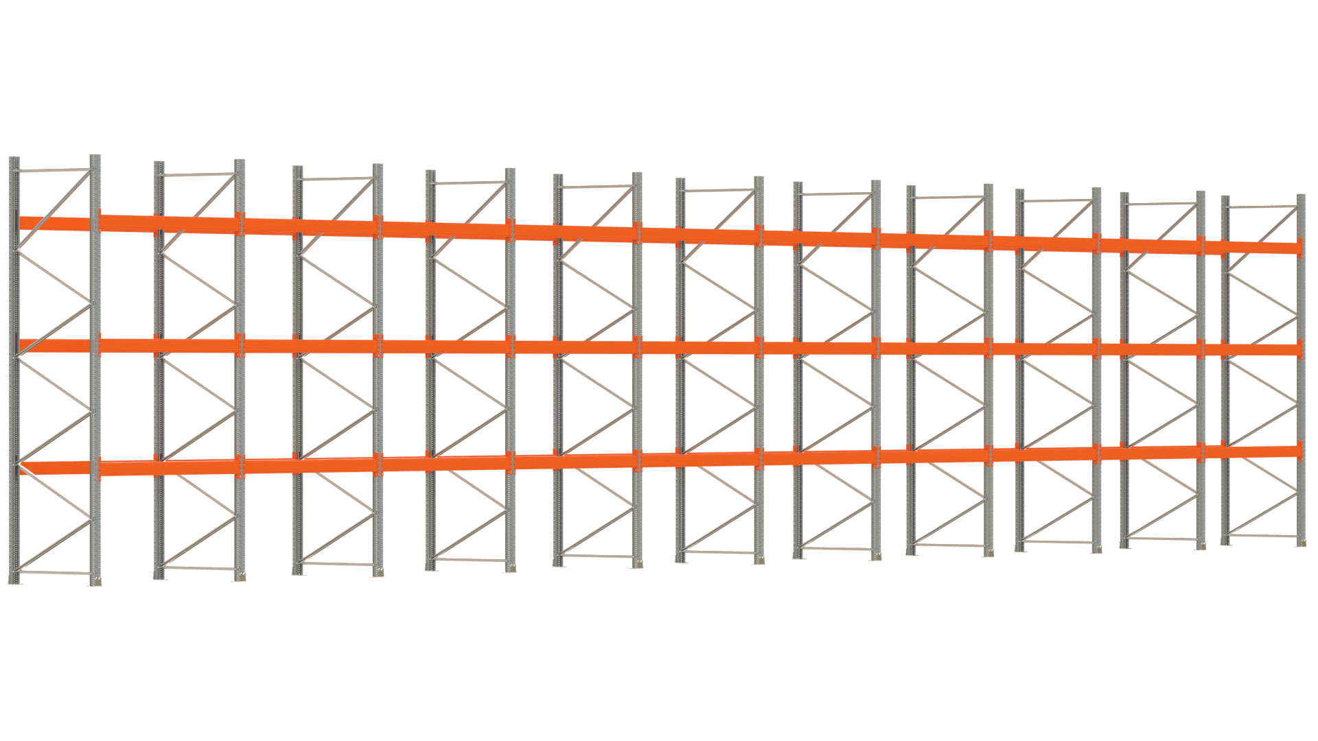 Palettenregal ARTUS - Breite 1993,5 cm - Höhe 400 cm - Tiefe 110 cm - Fachlast 3000 kg - 80 Palettenstellplätze