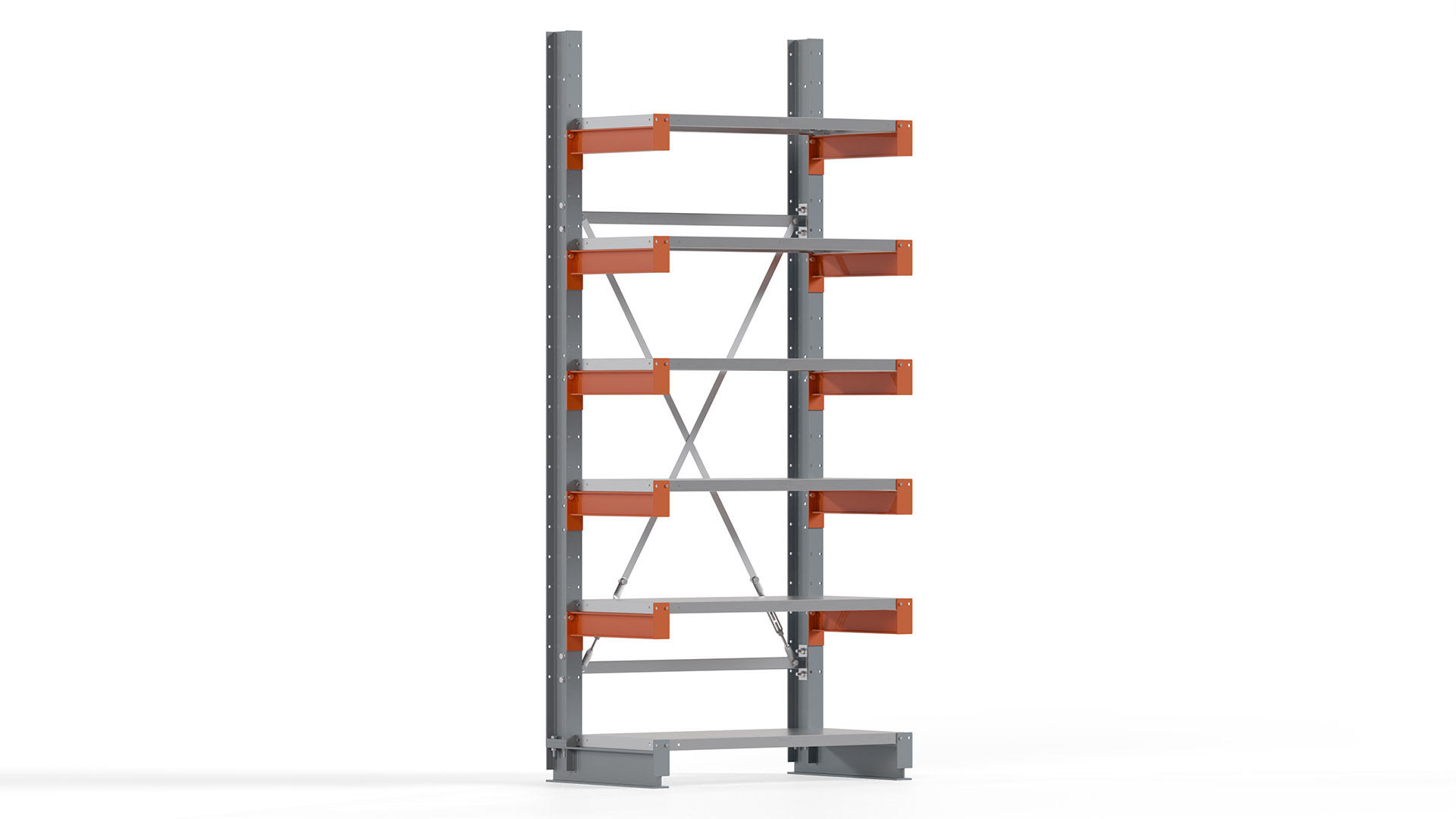 Kragarmregal KARL basic - lackiert - Breite: 100 cm - Höhe: 250 cm - Tiefe: 50 cm - Traglast je Kragarm: 870 kg - einseitig
