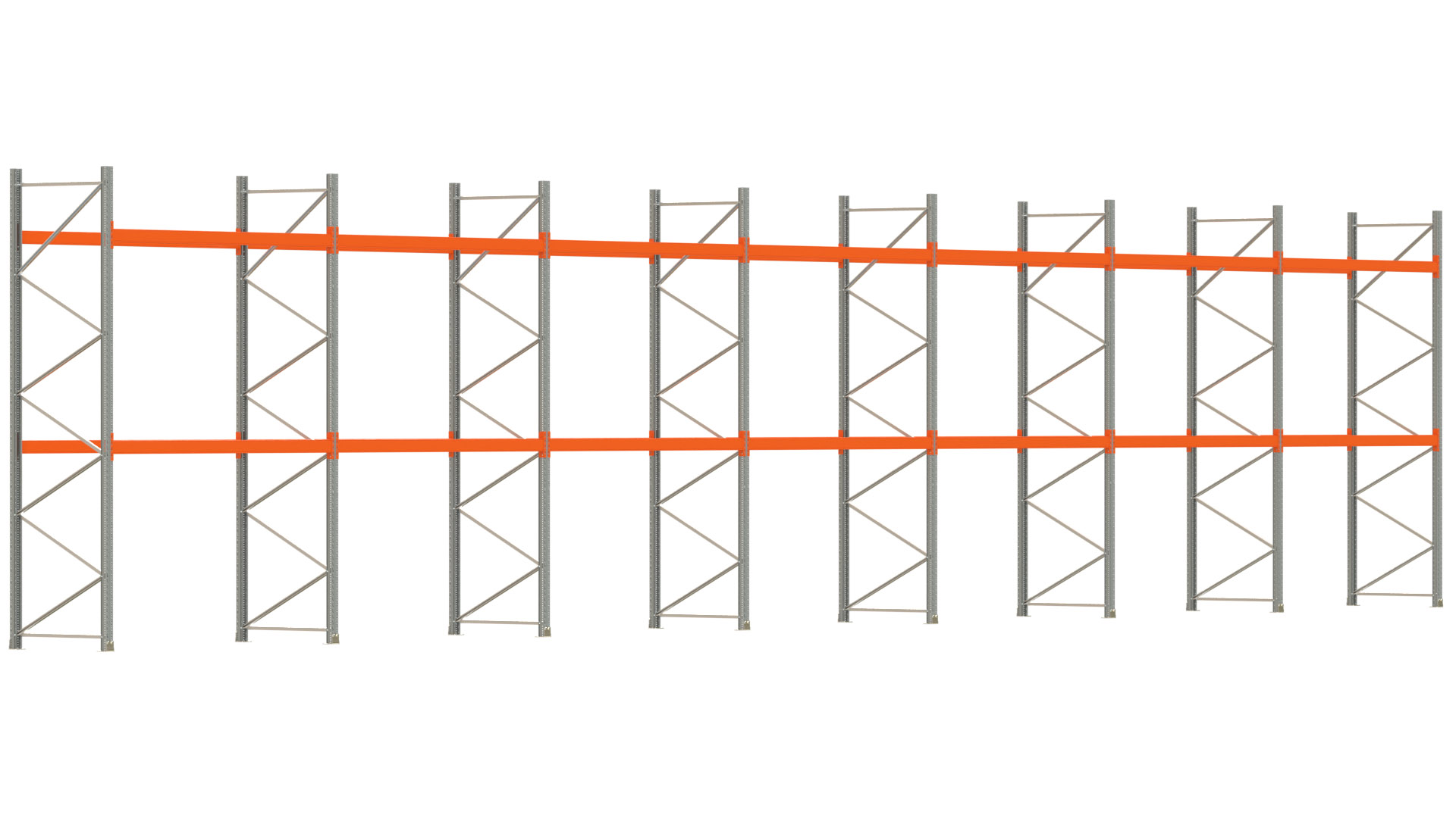 Palettenregal ARTUS - Breite 1958 cm - Höhe 400 cm - Tiefe 110 cm - Fachlast 2000 kg - 63 Palettenstellplätze