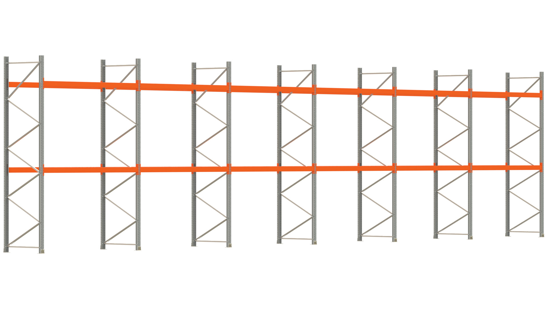Palettenregal ARTUS - Breite 1679,5 cm - Höhe 400 cm - Tiefe 110 cm - Fachlast 2000 kg - 54 Palettenstellplätze