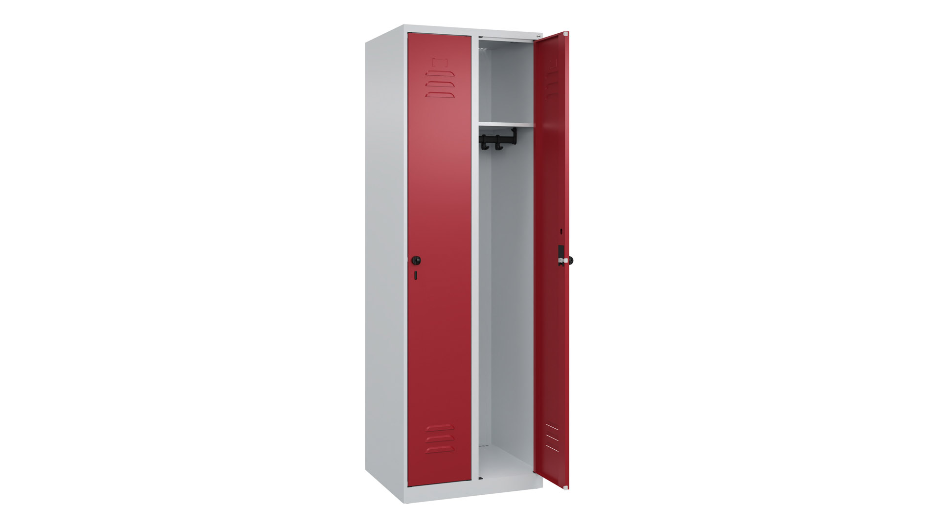 Spind - Garderobenschrank, Breite 60 cm, Höhe 185 cm, Tiefe 50 cm, 2 Abteile