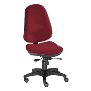 Bürostuhl, Schreibtischstuhl, Drehstuhl, Gr.M, Sitz-BxTxH 460x440x430-530 mm, Lehnenh. 560-610 mm, Punkt-Synchronm., Lendenwirbelstütze, Bandscheibensitz, Bezug bordeaux