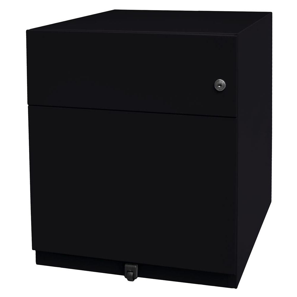 Rollcontainer, BxTxH 420x565x495 mm, 1 Schublade, 1 Hängeregistratur, seitliche Griffleisten, schwarz